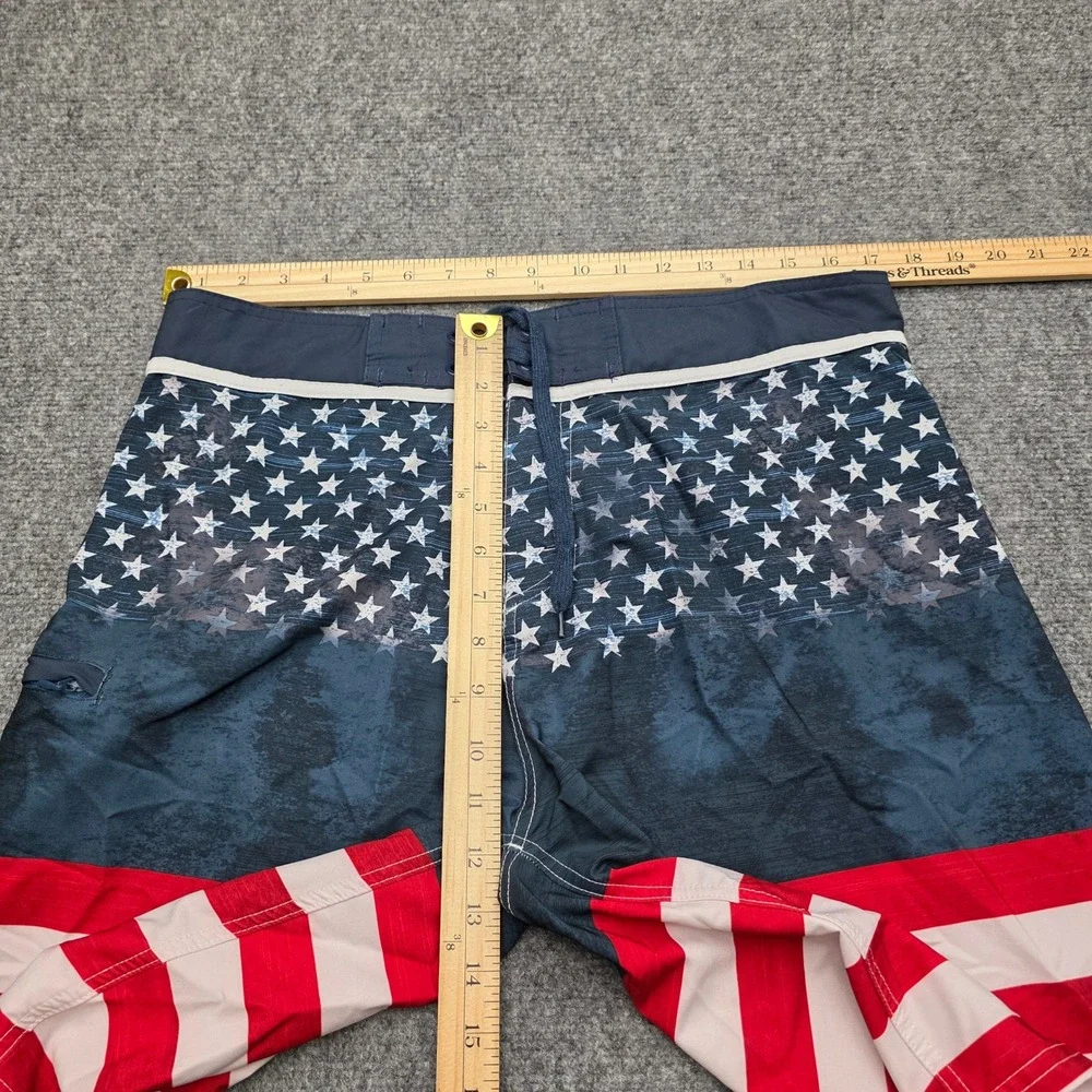 Burnside Mens Board‎ Shorts Size 34 American Flag Stars Stripes Swim Trunks Navy